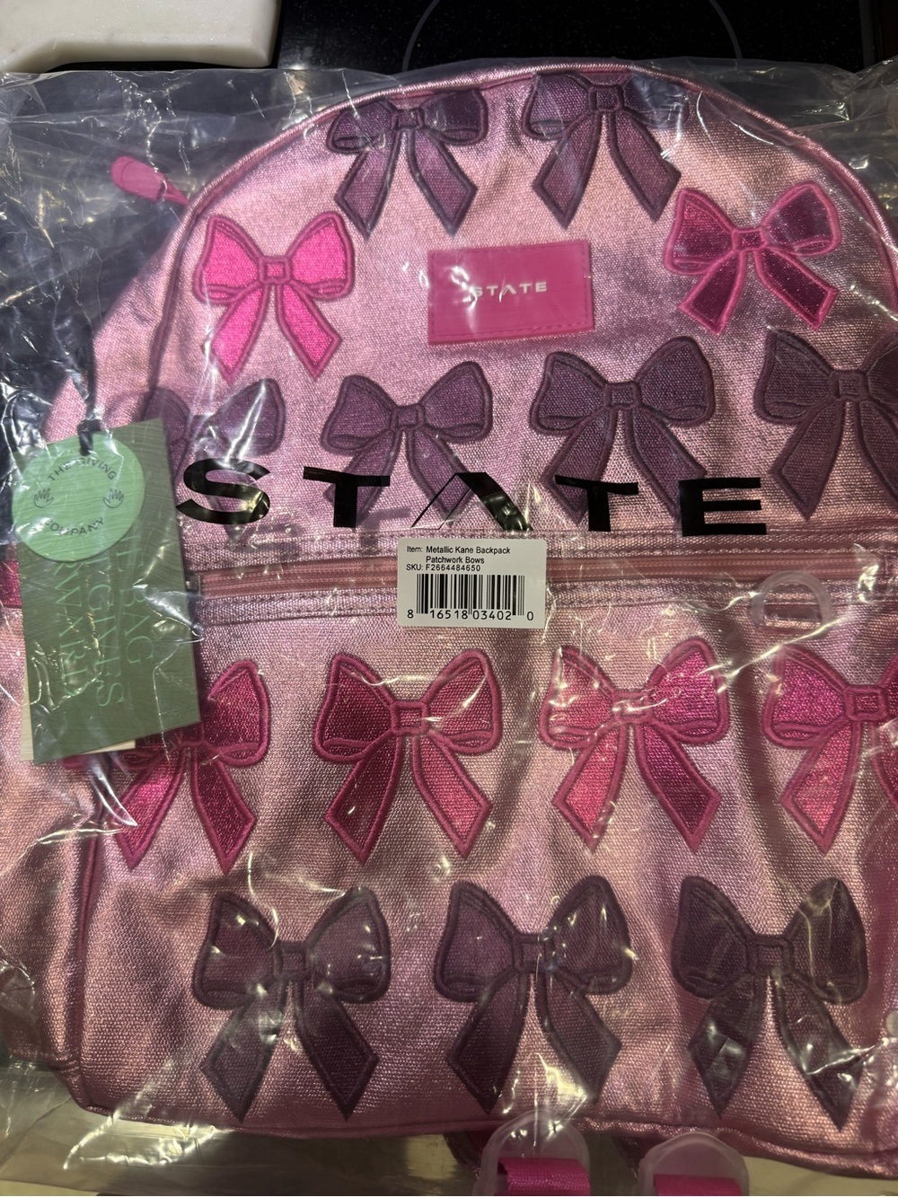 STATE Metallic Pink Bow Kids Backpack